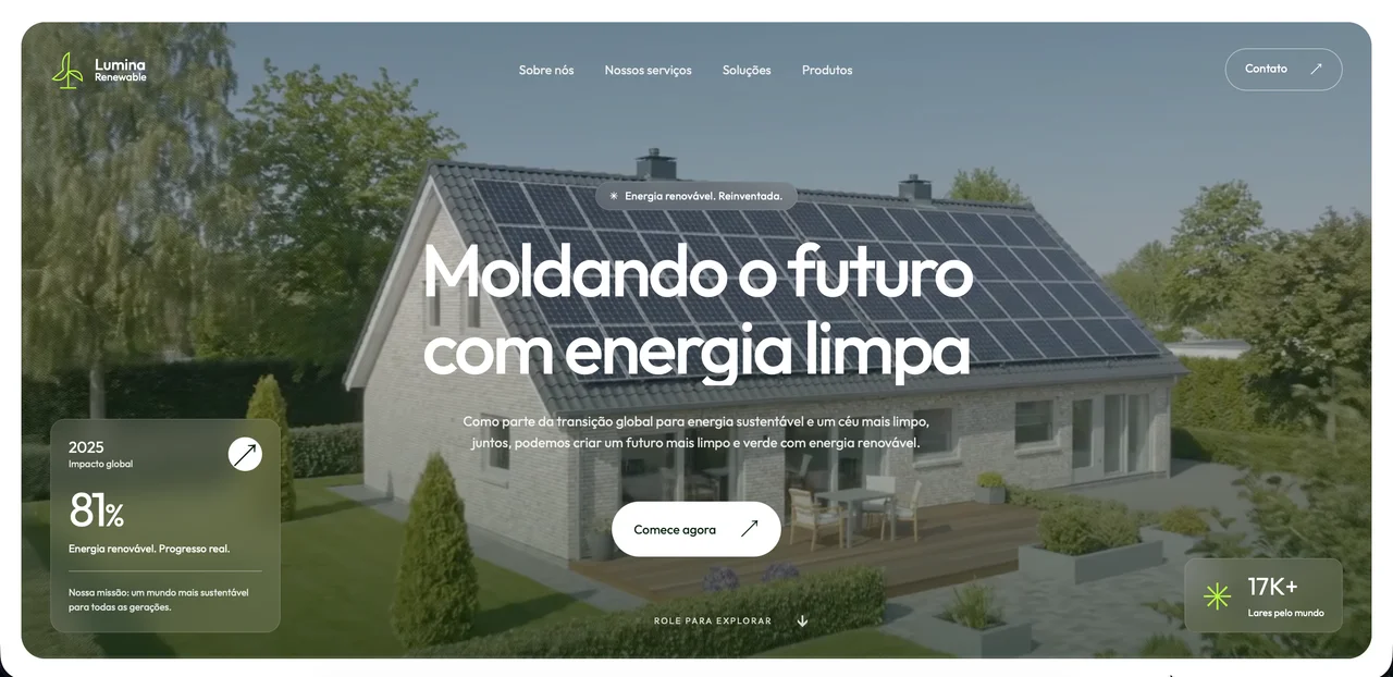 Página inicial de Lumina Renewable